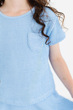 Sky Blue Scrunchy Pocket Tee-Mila & Rose ®