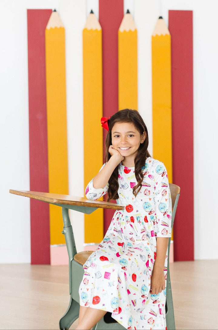 SALE Smarty Pants 3/4 Sleeve Pocket Twirl Dress-Mila & Rose ®