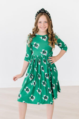 Southlake Carroll Dragons 3/4 Sleeve Pocket Twirl Dress-Mila & Rose ®