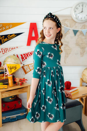 Southlake Carroll Dragons 3/4 Sleeve Pocket Twirl Dress-Mila & Rose ®