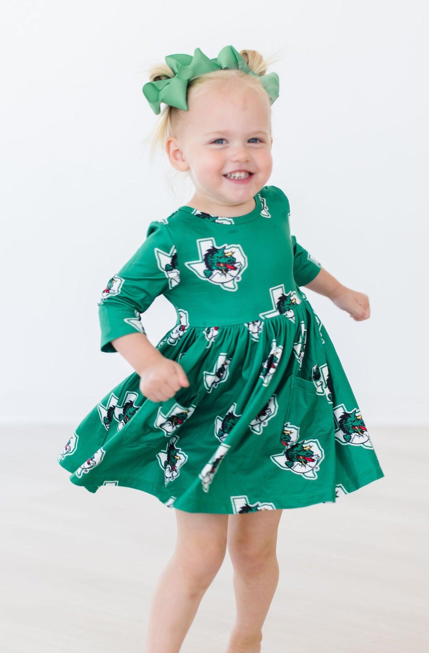 Southlake Carroll Dragons 3/4 Sleeve Pocket Twirl Dress-Mila & Rose ®