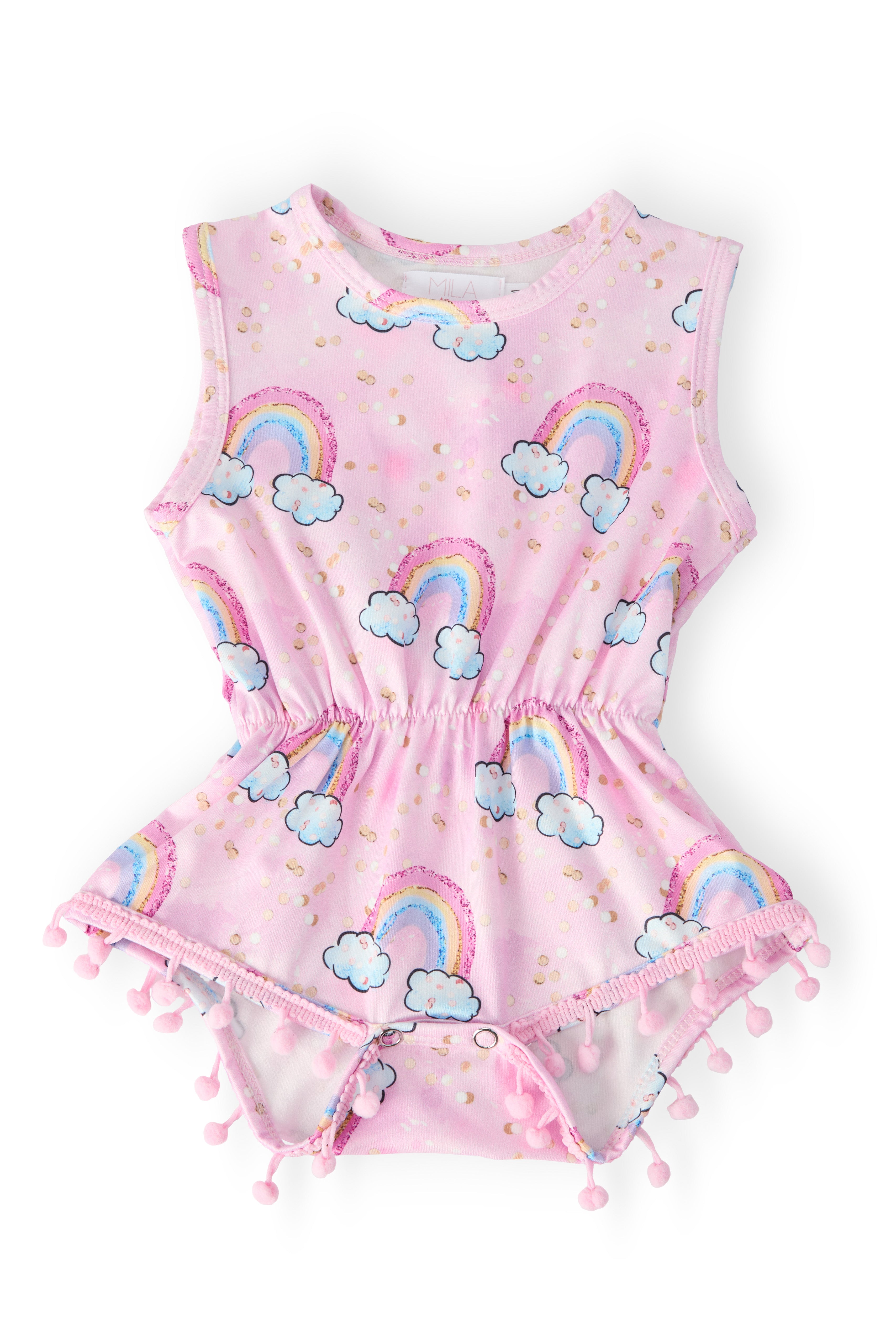 Sparkling Rainbows Pom Pom Romper-Mila & Rose ®