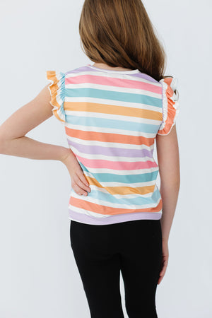 Spring Stripes S/S Ruffle Tee-Mila & Rose ®