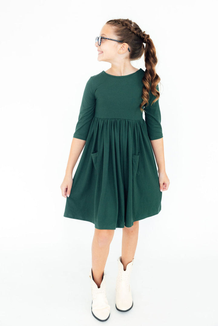 Spruce 3/4 Sleeve Pocket Twirl Dress-Mila & Rose ®