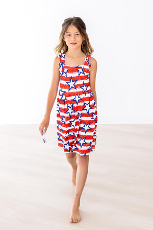 Stars & Stripes Ruffle Cross Back Dress-Mila & Rose ®