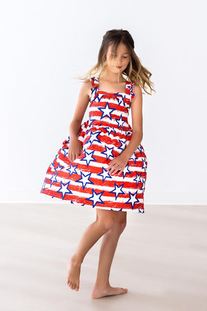 Stars & Stripes Ruffle Cross Back Dress-Mila & Rose ®