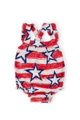 Stars & Stripes Ruffle Cross Back Romper-Mila & Rose ®