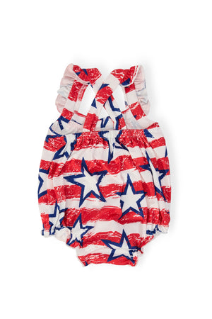 Stars & Stripes Ruffle Cross Back Romper-Mila & Rose ®