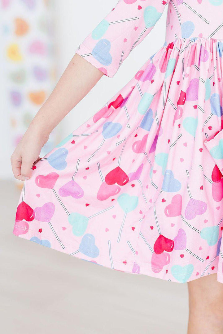 Sucker for You 3/4 Sleeve Pocket Twirl Dress-Mila & Rose ®