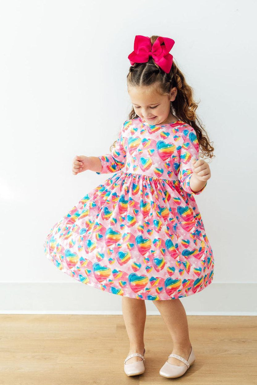 Sugar & Spice 3/4 Sleeve Pocket Twirl Dress-Mila & Rose ®