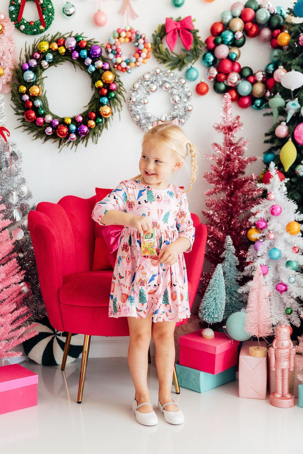 Girls' Sugarplum Fairy 3/4 Sleeve Pocket Twirl Dress Size: 12-24m By Mila & Rose Girls' Sugarplum Fairy 3/4 Sleeve Pocket Twirl Dress Size: 12-24m By Mila & Rose