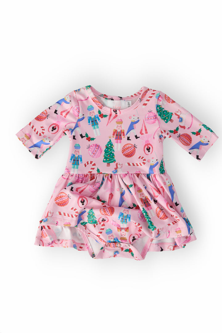 Sugarplum Fairy 3/4 Sleeve Twirl Bodysuit-Mila & Rose ®