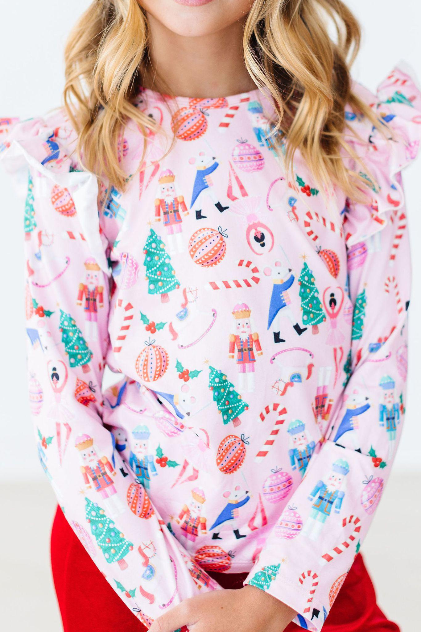 Sugarplum Fairy L/S Ruffle Tee-Mila & Rose ®