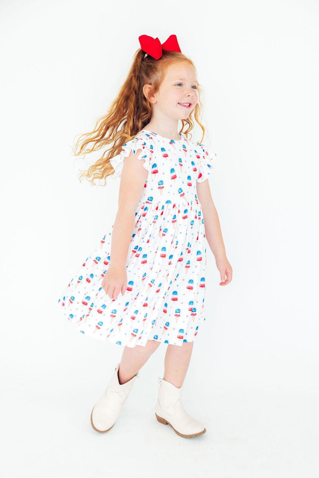 Summer Sweets Flutter Sleeve Twirl Dress-Mila & Rose ®