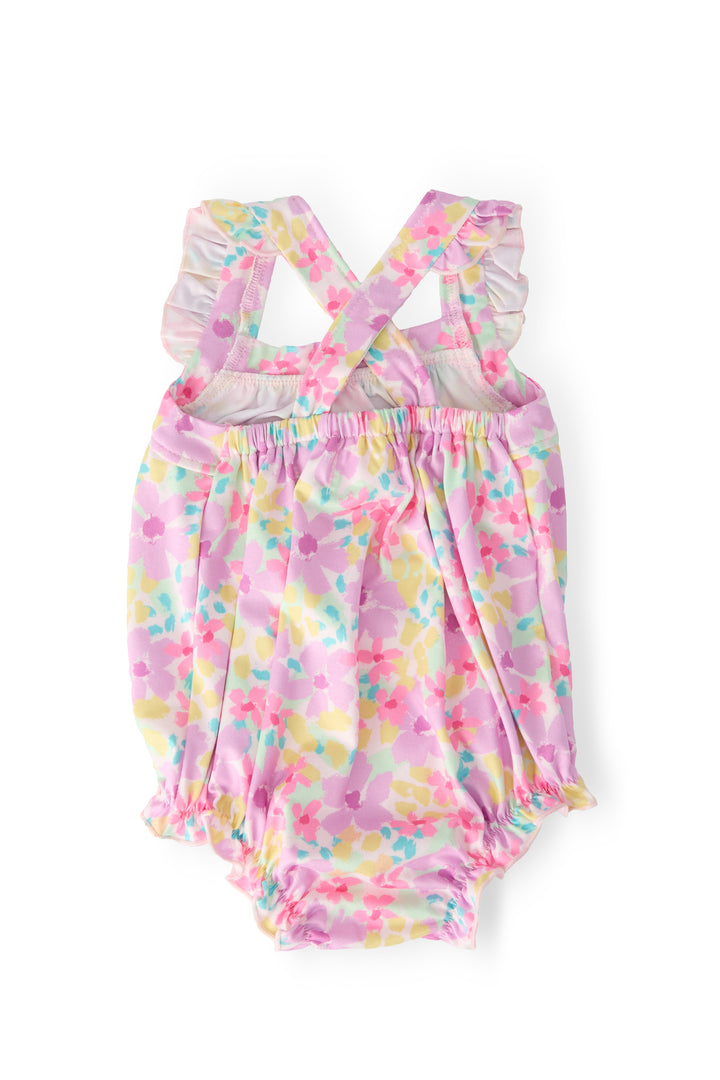 Summer Watercolor Ruffle Cross Back Romper-Mila & Rose ®