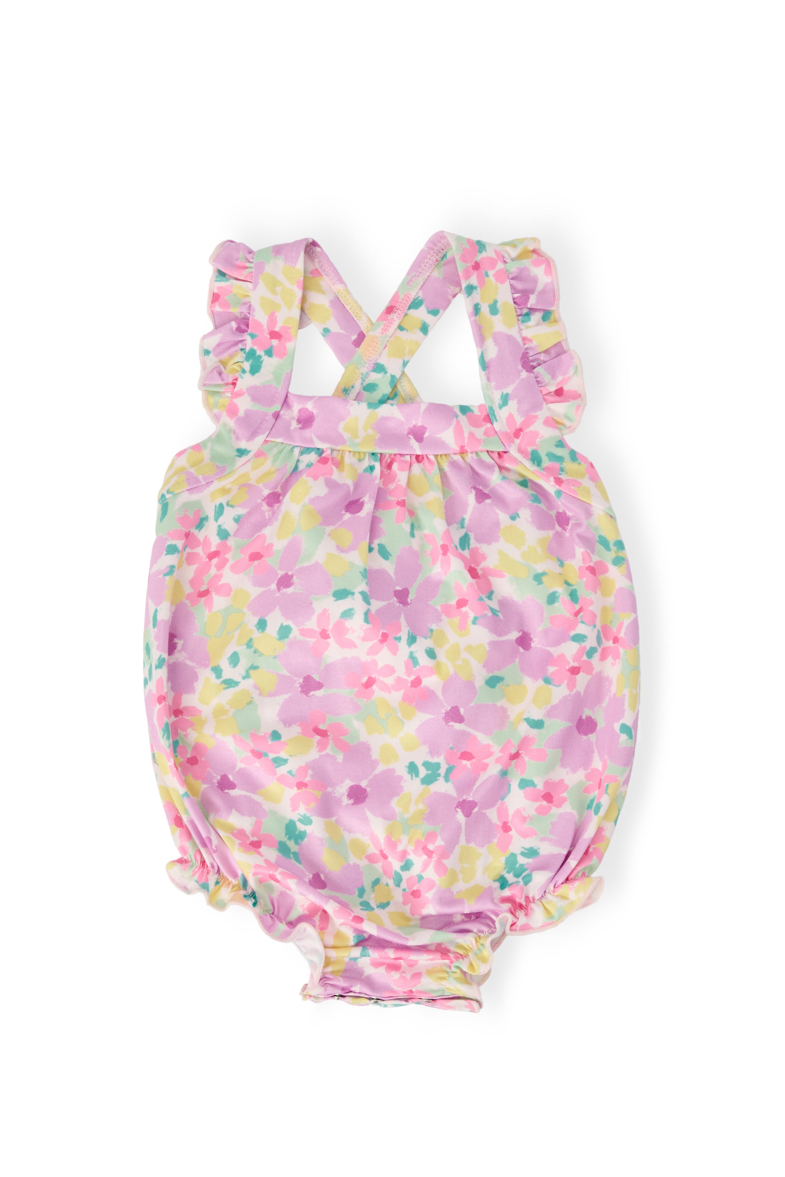 Summer Watercolor Ruffle Cross Back Romper-Mila & Rose ®