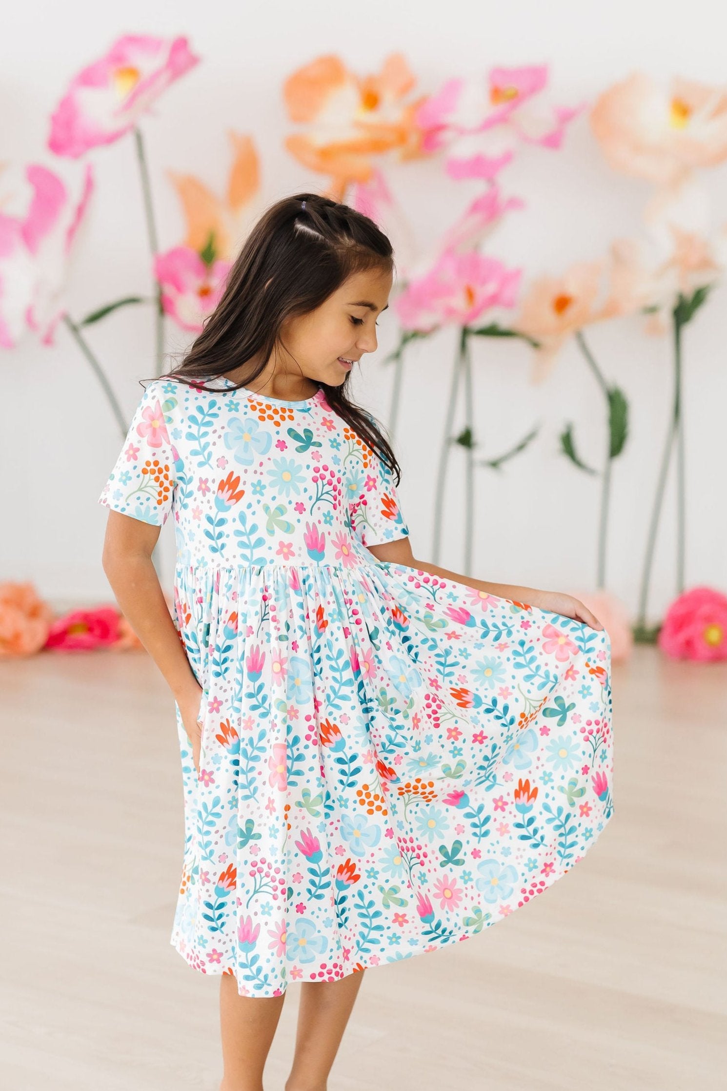 Sunlit Garden S/S Pocket Twirl Dress | Mila & Rose