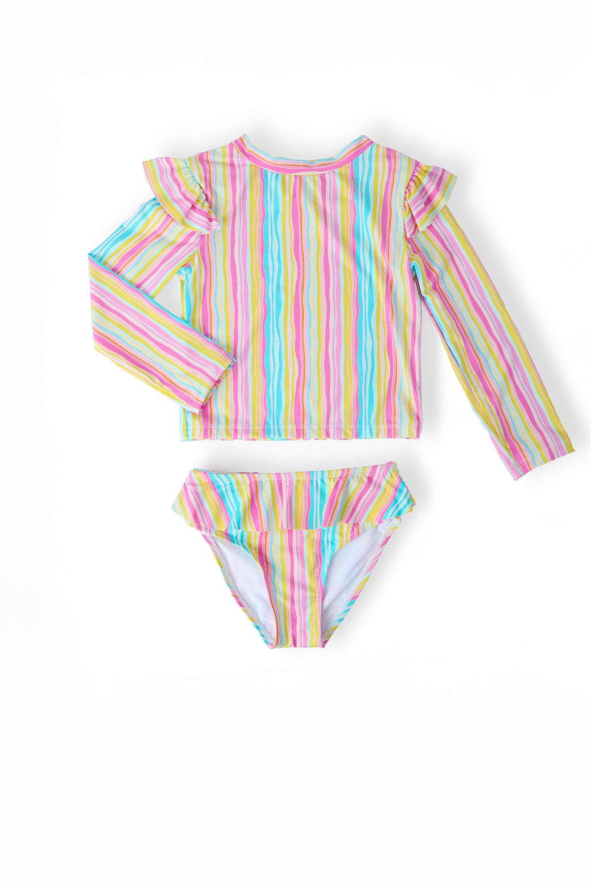 Sunshine Stripes L/S Flutter Rashguard Swimsuit Set-Mila & Rose ®