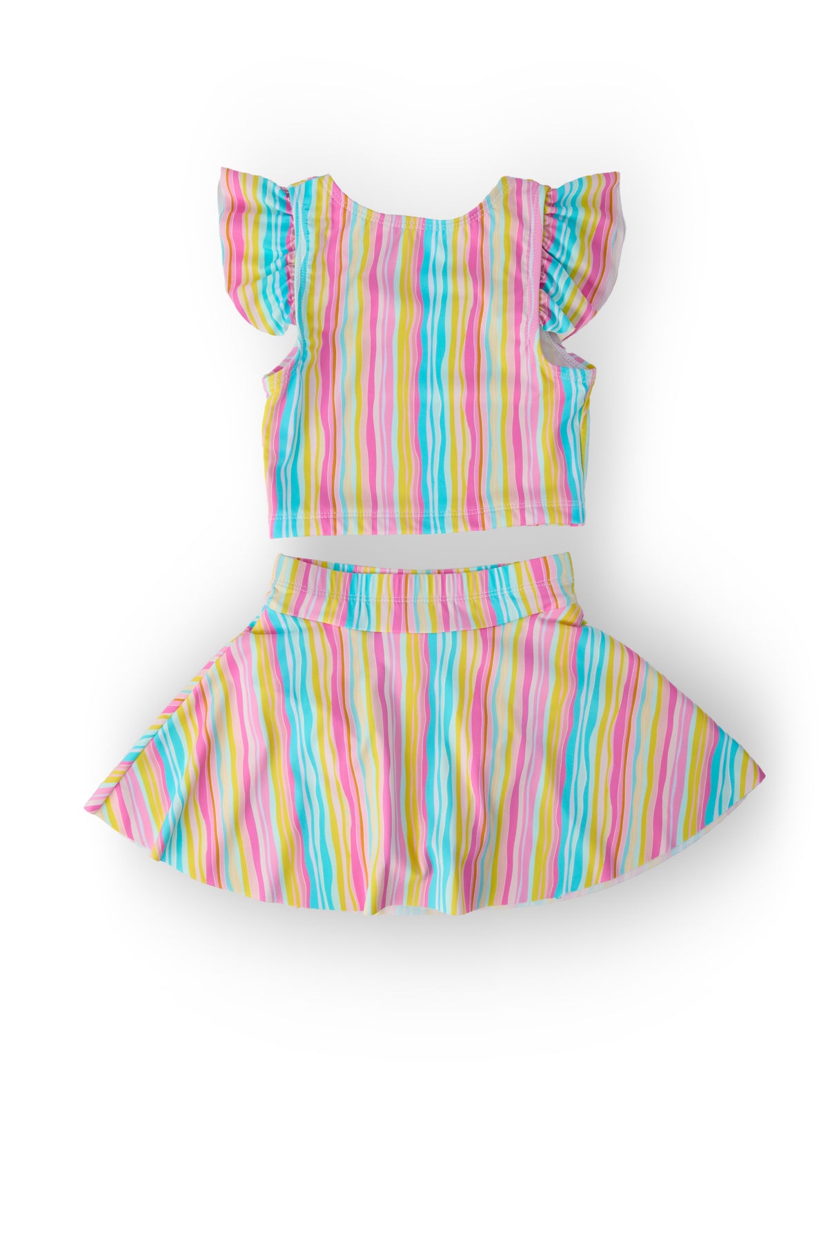 Sunshine Stripes Flutter Sleeve Twirl-kini Swimsuit Set-Mila & Rose ®