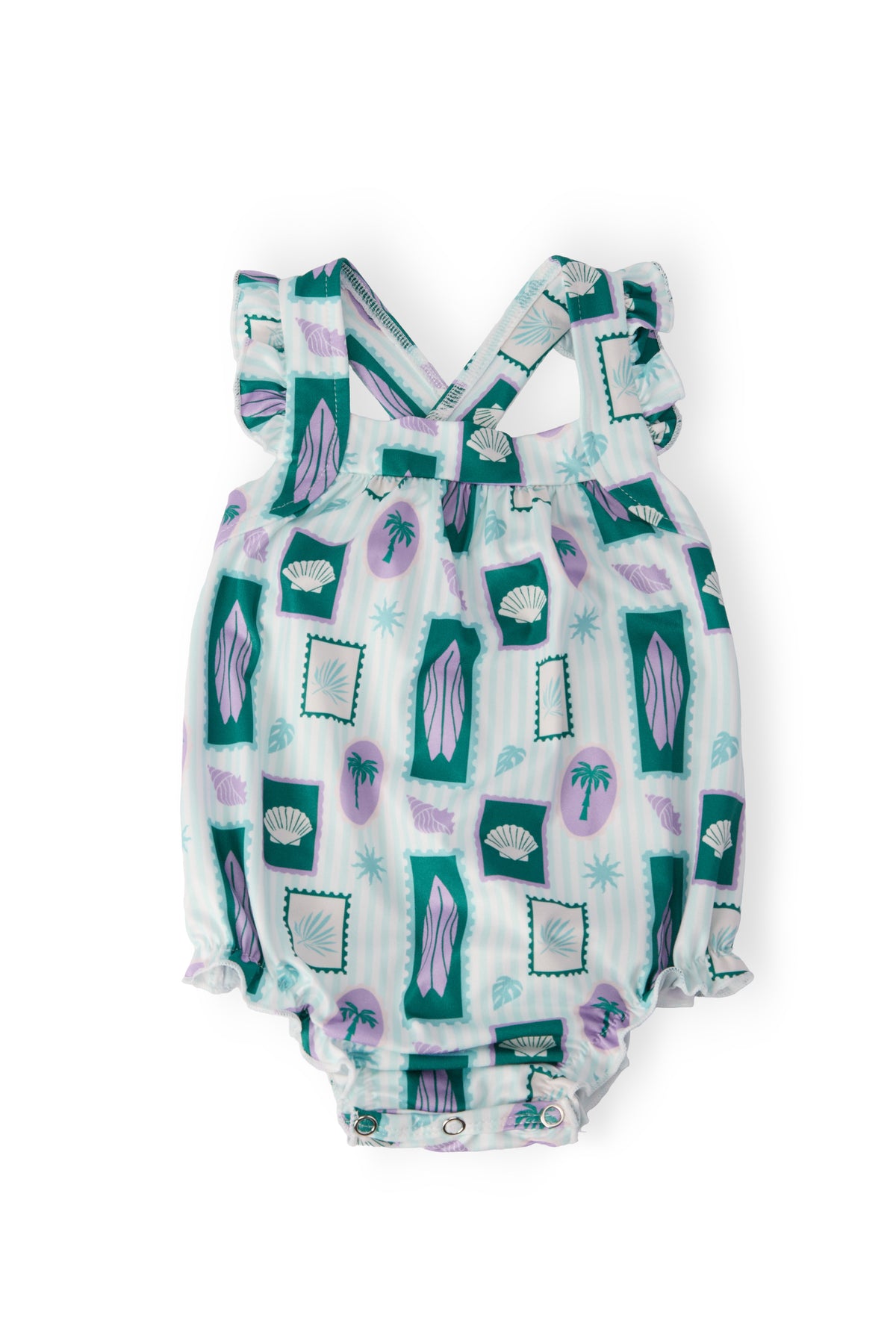 Surfer Girl Ruffle Cross Back Romper-Mila & Rose ®