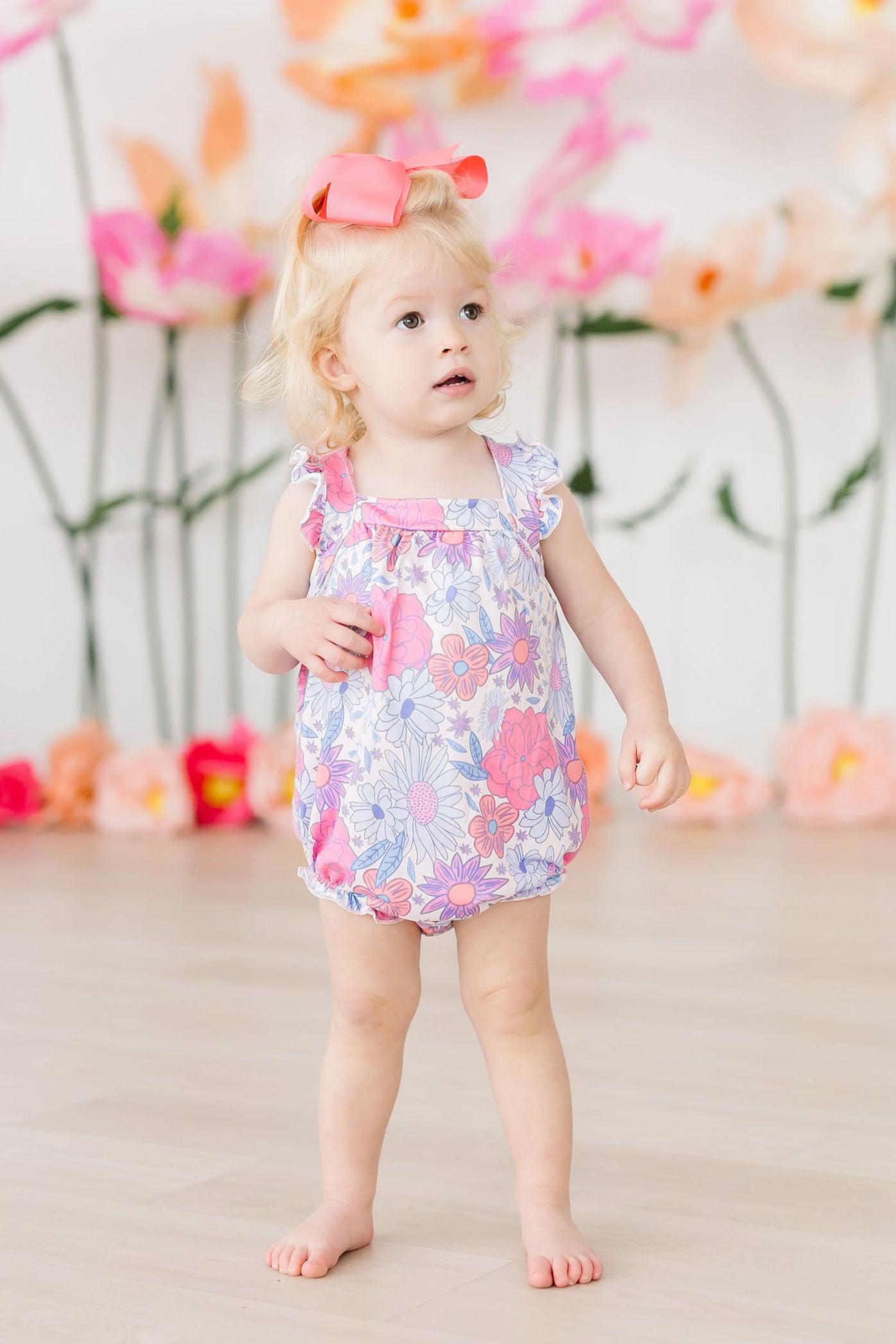 Sweet Springtime Ruffle Cross Back Romper-Mila & Rose ®