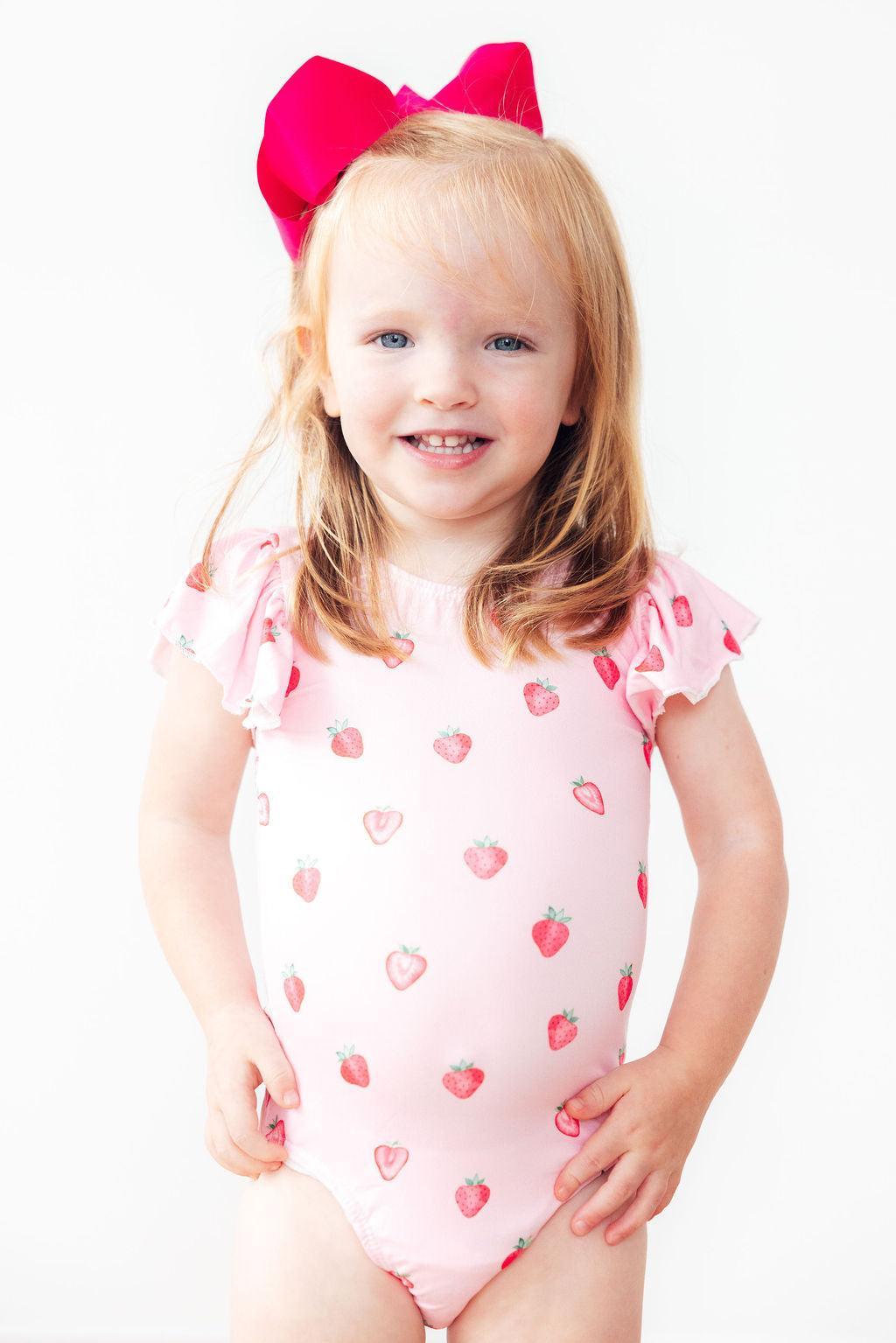 Sweet Strawberries S/S Flutter Sleeve Leotard-Mila & Rose ®