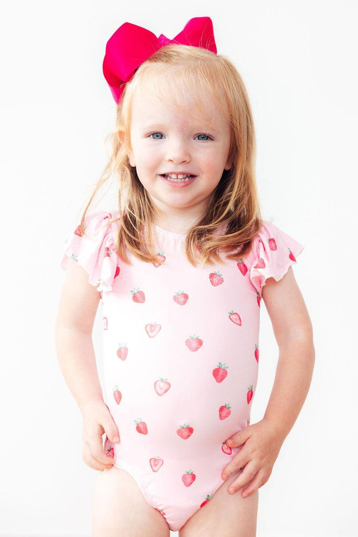 Sweet Strawberries S/S Flutter Sleeve Leotard-Mila & Rose ®