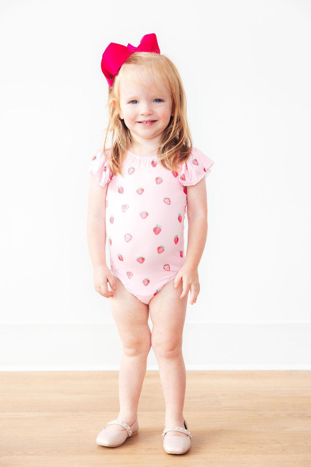 Sweet Strawberries S/S Flutter Sleeve Leotard-Mila & Rose ®