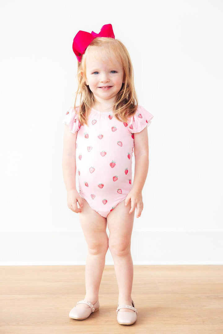 Sweet Strawberries S/S Flutter Sleeve Leotard-Mila & Rose ®