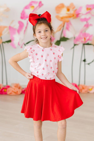 Sweet Strawberries S/S Ruffle Tee-Mila & Rose ®