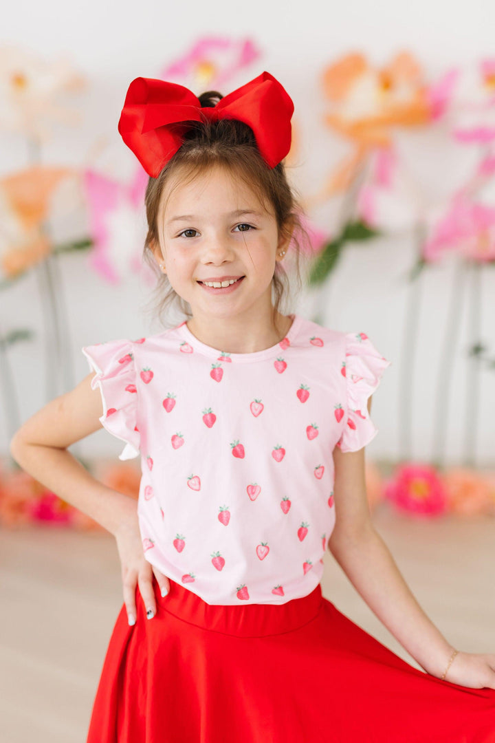 Sweet Strawberries S/S Ruffle Tee-Mila & Rose ®