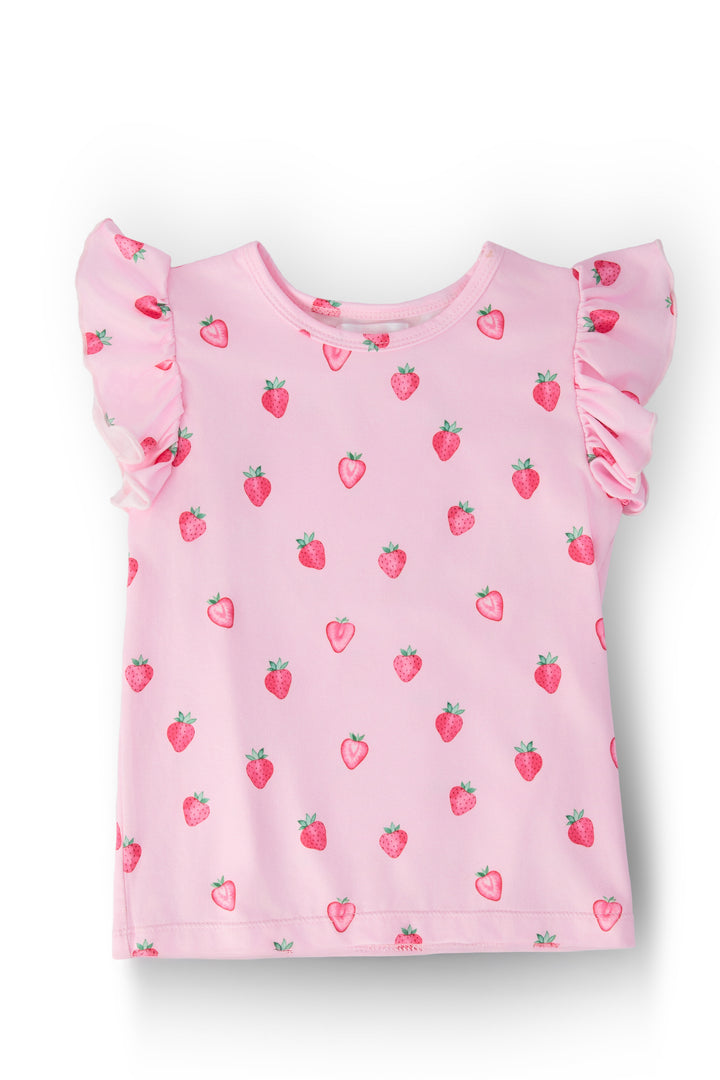 Sweet Strawberries S/S Ruffle Tee-Mila & Rose ®