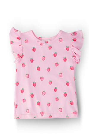 Sweet Strawberries S/S Ruffle Tee-Mila & Rose ®