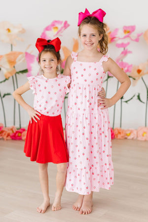 Sweet Strawberries Ruffle Maxi Dress-Mila & Rose ®