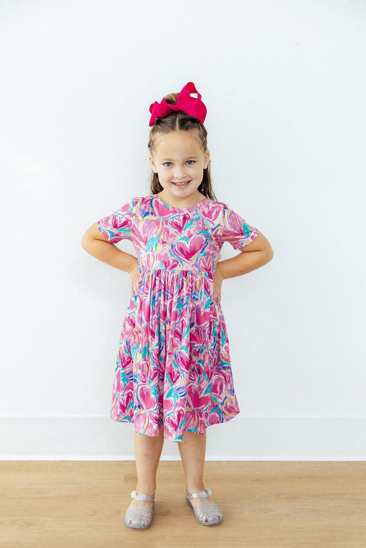 Sweetheart Scribbles S/S Pocket Twirl Dress-Mila & Rose ®