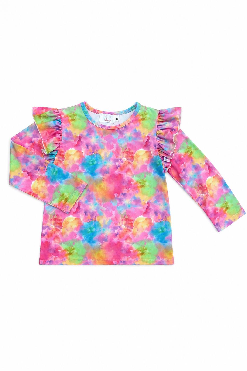 Swirly Whirly L/S Ruffle Tee-Mila & Rose ®