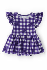 (R) TCU Plaid Frog S/S Flutter Twirl Bodysuit-Mila & Rose ®