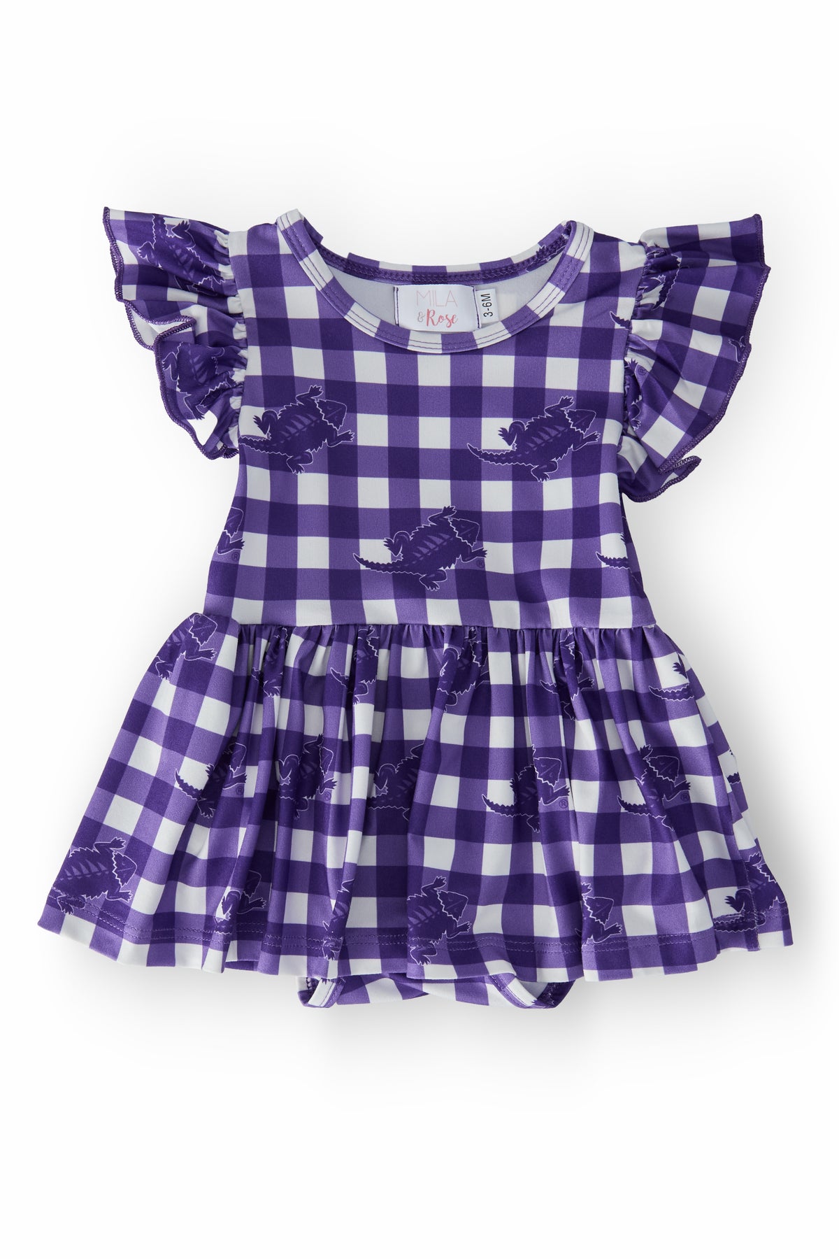 TCU Plaid Frog S/S Flutter Twirl Bodysuit-Mila & Rose ®