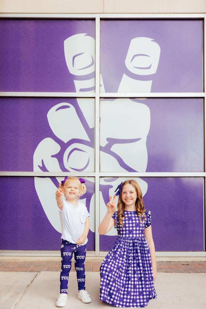 TCU Plaid Frog Flutter Twirl Dress-Mila & Rose ®
