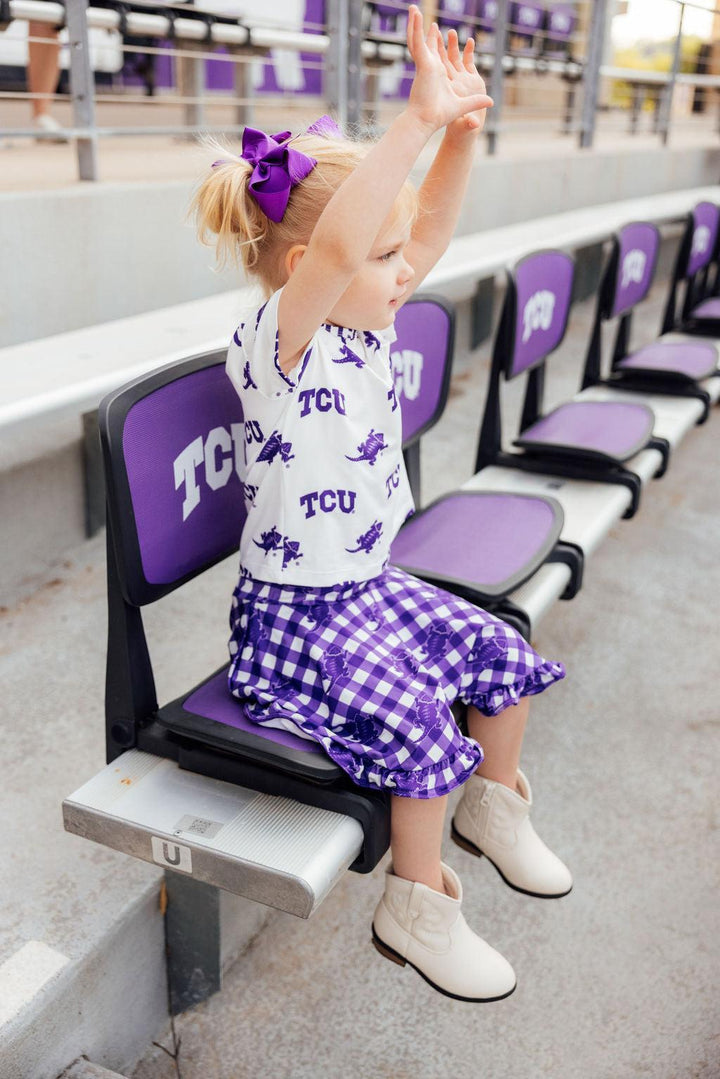 TCU Plaid Frog Ruffle Twirl Skort-Mila & Rose ®