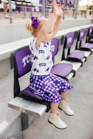 TCU Plaid Frog Ruffle Twirl Skort-Mila & Rose ®