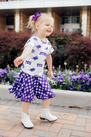TCU Plaid Frog Ruffle Twirl Skort-Mila & Rose ®
