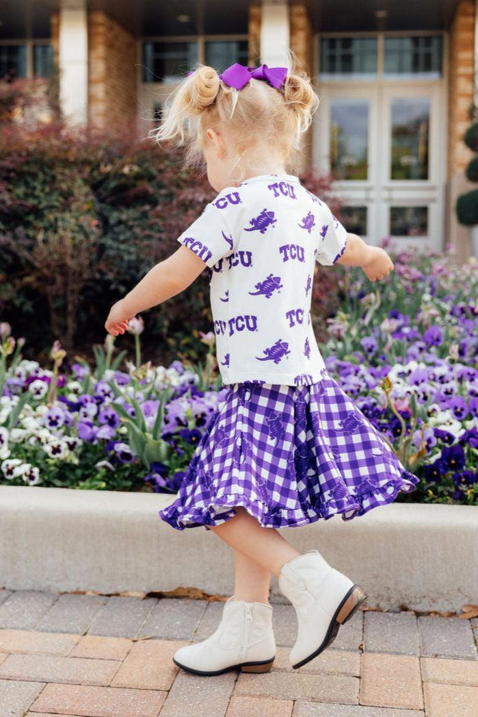 TCU Plaid Frog Ruffle Twirl Skort-Mila & Rose ®