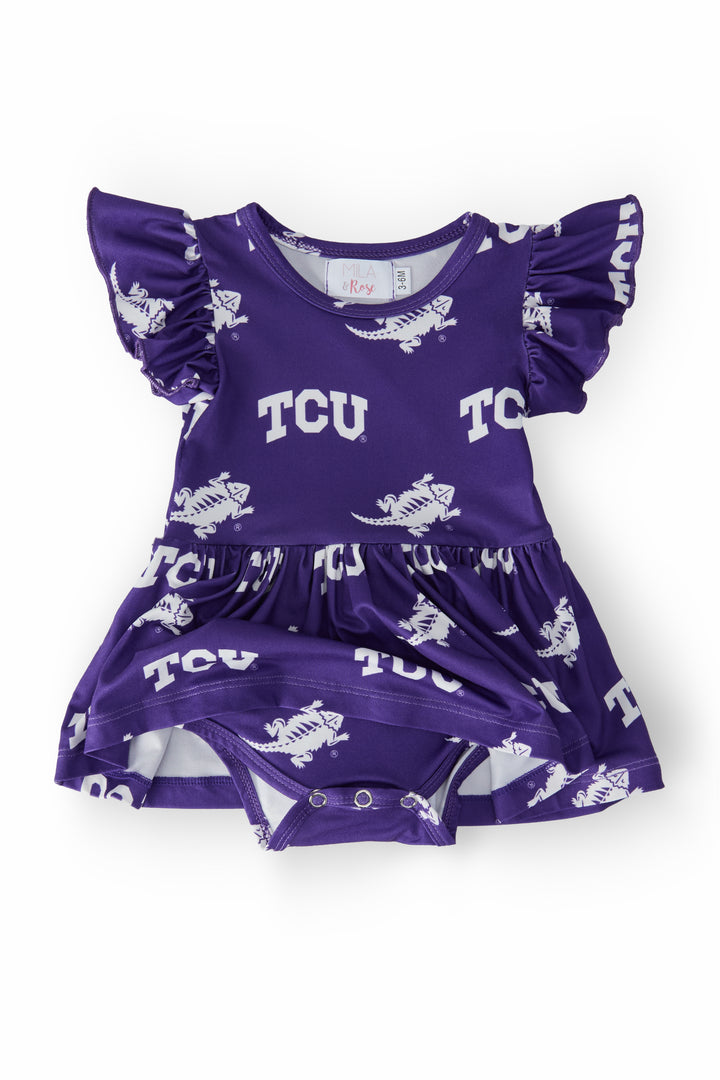 TCU Purple Frog S/S Flutter Twirl Bodysuit-Mila & Rose ®