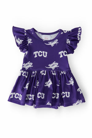 TCU Purple Frog Flutter Twirl Bodysuit-Mila & Rose ®