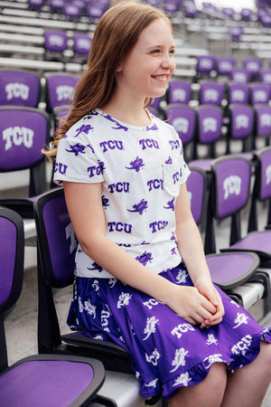 TCU Purple Frog Ruffle Twirl Skort-Mila & Rose ®