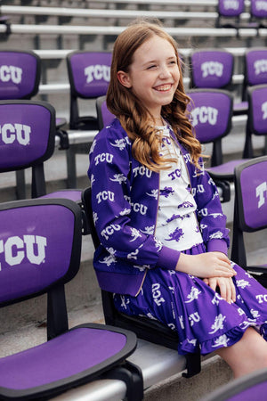 TCU Purple Frog Ruffle Twirl Skort-Mila & Rose ®