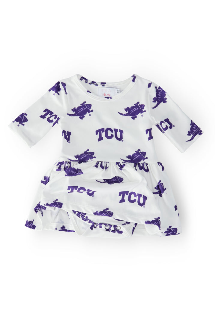 SALE TCU White Frog 3/4 Sleeve Twirl Bodysuit-Mila & Rose ®