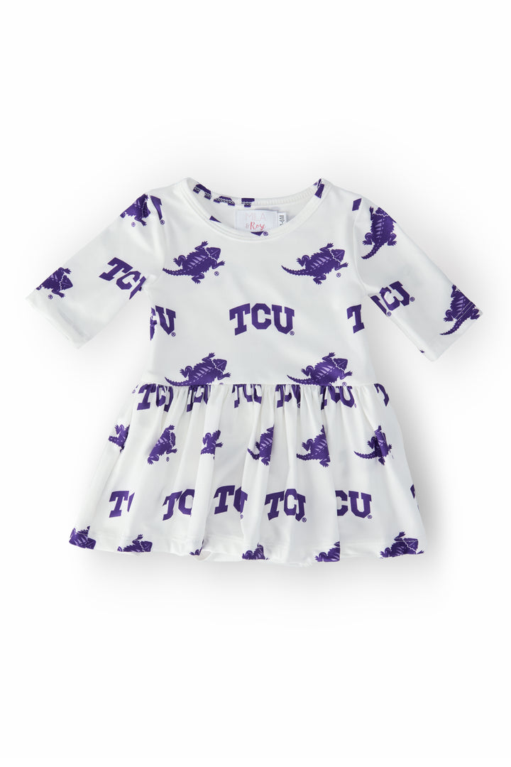 SALE TCU White Frog 3/4 Sleeve Twirl Bodysuit-Mila & Rose ®