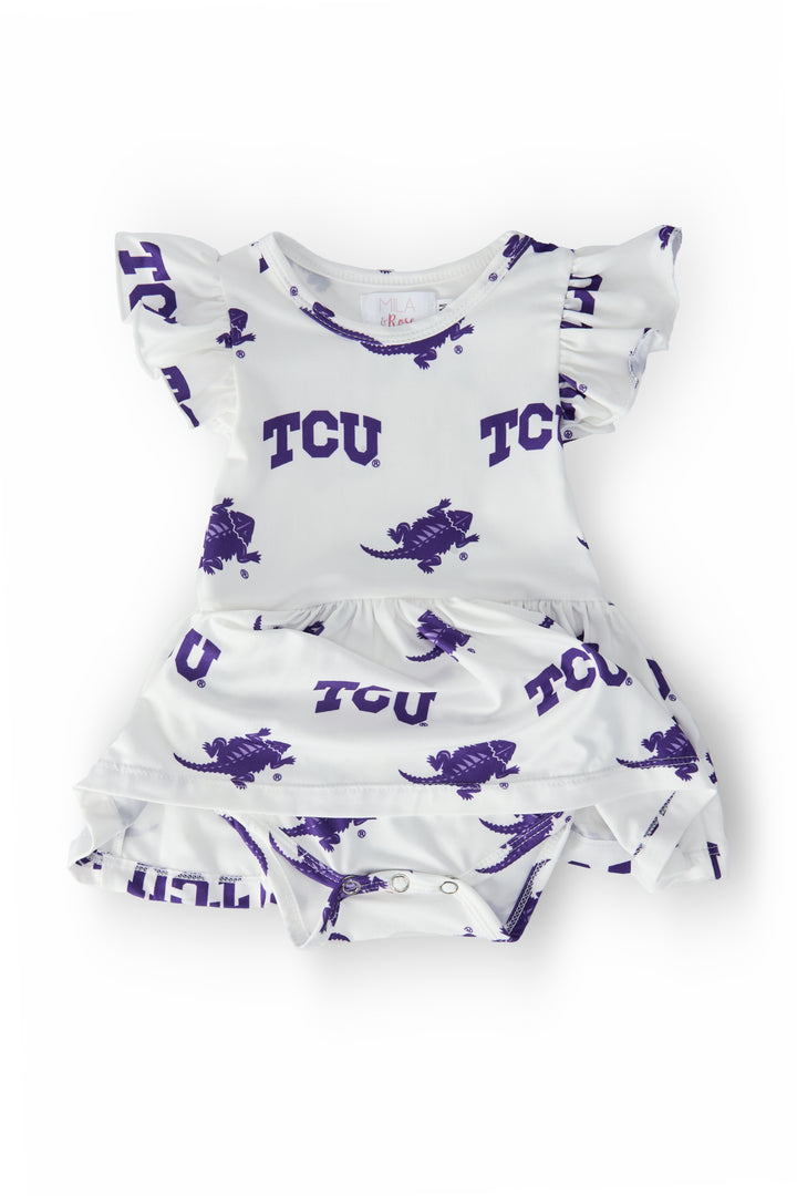 TCU White Frog S/S Flutter Twirl Bodysuit-Mila & Rose ®